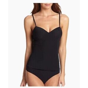 Hanro Allure Camisole NWT Black Built In Bra Adjustable Straps Retail $135 36A